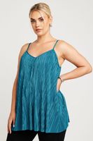 limited collection top azul plisado de tirantes mujer curvy y tallas grandes limited collection