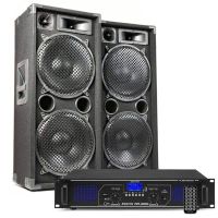 combinacion de altavoces y amplificador fenton max212 2800w bluetooth usb mp3