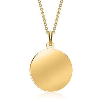 Cadena colgante redondo grabable 14 quilates oro