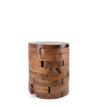 Taburete de madera de teca horizontal marrón