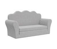 sofa cama infantil - sofa convertible para ninos 2 plazas felpa suave gris claro