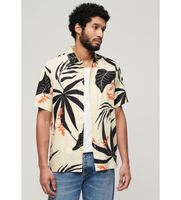 superdry para hombre m4010353a camisa hawaiana beige xxl casual algodon manga corta