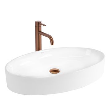 Lavabo Sobre Encimera Rea Adriana White Głębokość 105mm Owalna