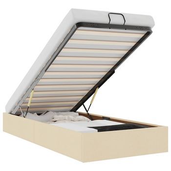Estructura De Cama Otomana Sin Colchón Tela Crema 90x200cm Vidaxl