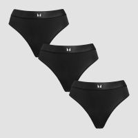 mp womens mid rise thong 3 pack - black - l