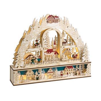 Decoración De Navidad De Madera Con Led Adorno Accesorios Navideños A Pilas Marrón Claro Norsjo