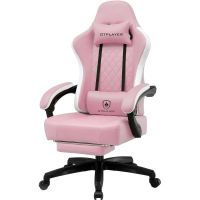 silla gaming gtplayer ergonomica con reposapies y cuero pu rosa
