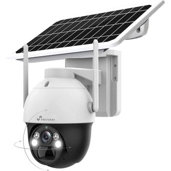 Nivian Cámara Vigilancia Seguridad 360º 4G SIM incluida Panel Solar 7W Batería Larga
