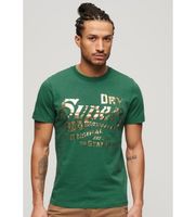 superdry para hombre m1011901a camiseta grafica metalizada workwear verde s casual algodon manga corta