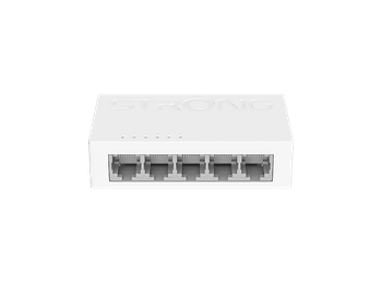 Switch - Strong SW5000P, 5 puertos Gigabit RJ45, 10 Gbps, Plug & Play, Blanco