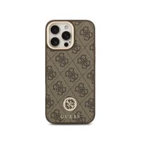 guess funda para iphone 16 pro  carcasa con magsafe marron con logo 4g de strass y correa ancha diseno elegante y ajuste preciso
