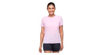 Maillot de manga corta rosa hoka airolite run para mujer