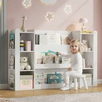 estanteria infantil para libros de mdf blanco 140 x 30 x 95 cm con compartimentos abiertos