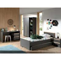 mesita de noche london 2 cajones madera gris antracita vipack