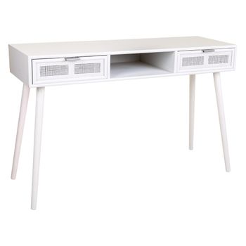 Recibidor de madera y rejilla en blanco 120x42x79