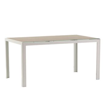 Mesa rectangular 150x90 cm de aluminio y tapa de vidrio granito