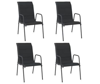 Vidaxl sillas de jardín 4 unidades acero y textilene negro