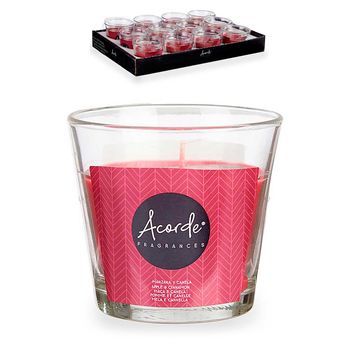 Pack 12 Velas Vaso, Aroma A Manzana Y Canela. Hasta 28h De Duración. 8,5x8,5x8 Cm Color: Rojo