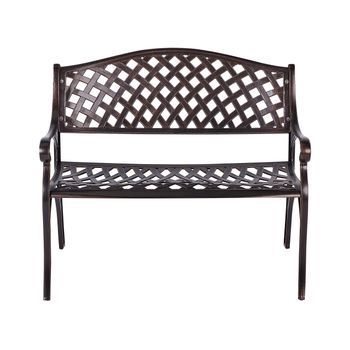Banco Vintage De Jardín De Metal 2 Plazas Con Reposabrazos Marrón Staggia