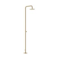 ducha exterior color oro en acero inoxidable aisi 316l con diseno moderno y fijacion segura