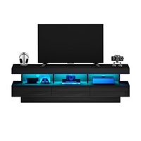 soporte para tv de 160 cm - iluminacion led - brillo con cristal - para tv de 70 pulgadas - negro
