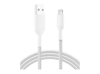 Cable USB - Belkin CAA020, USB-A a Lightning, 2m, Blanco