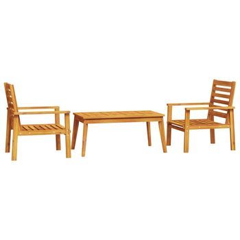 Conjunto De Muebles De Jardín 3 Uds | Mesa Y Sillas Madera Maciza Acacia