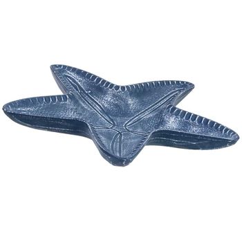 Bandeja de decoración estrella de madera azul 40x39x5 cm