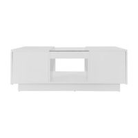 mesa de centro con led - 2 cajones y 1 compartimento abierto - blanco