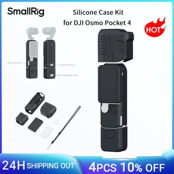 Kit de Funda de Silicona SmallRig Pocket 4 para DJI Osmo Pocket 4, Protección Modular Multidireccional con Protector de Pantalla de Vidrio Templado