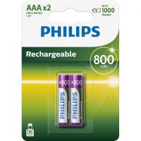 philips pack 2 pilas recargables 800mah aaa hr03