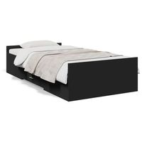cama para adulto  cama individual  cama con cajones madera de ingenieria negra 75x190 cm