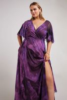 yours london vestido largo cruzado tonos de morado mujer curvy y tallas grandes yours london