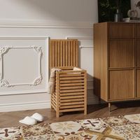 cesto de ropa sucia jystiand bolsa extraible 64l bambu 57x40x40cm naturalbeige encasa