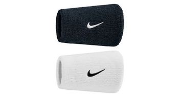 Pulsera de esponja ancha  x2  nike swoosh classic negro blanco
