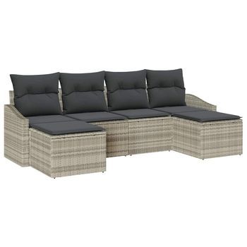 Conjunto De Comedor De Jardín Con Cojín 6 Pcs Gris Claro Vidaxl