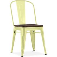 silla de comedor - diseno industrial - madera y acero - stylix amarillo pastel