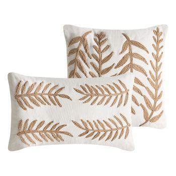 Conjunto De 2 Cojines Decorativos De Algodón Y Yute 45/30 X 45/50 Cm Blanco/beige Garcinia