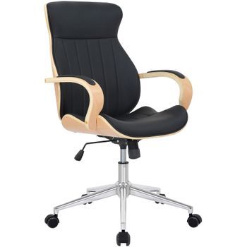 Silla De Oficina Melilla Simil Cuero Natural/negro 68x63x100 Cm Clp