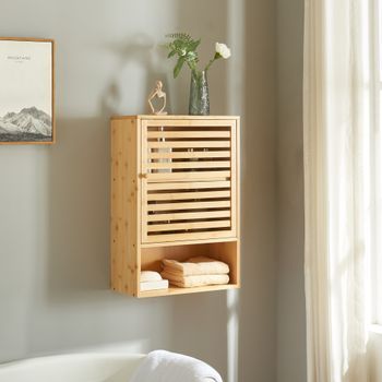 Mueble De Pared Para Baño Gjesdal Bambú 60x40x20cm - Natural [en.casa]