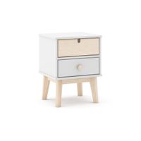 mesita de noche de 2 cajones y patas 40x513 cm cloud blanco oak soft