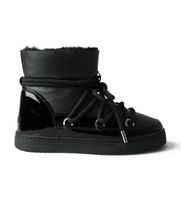 inuikii para mujer 10010030132 botas de piel gloss negro 42 plano cordones casual