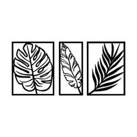 decoracion pared de metal hoja 2 negro 80x38 cm