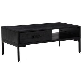 Mesa De Centro Madera Maciza De Pino Negro 90x50x35 Cm Vidaxl