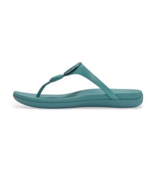Fitflop para mujer. A5W-053 Sandalias Solay Glossy-Disc Toe verde (40), Piel, Plano, Ninguno, Casual, Turquesa