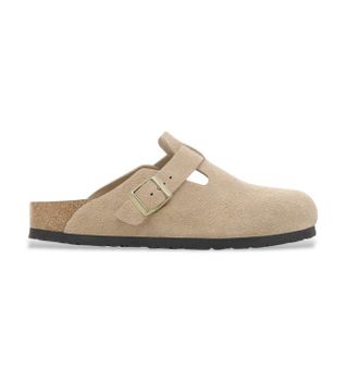 Birkenstock para mujer. 1030883 Zuecos de Piel Boston (Ajuste Estrecho) beige (39), Plano, Ninguno, Casual