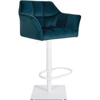 taburete de bar damaso con tapizado de terciopelo verde 45x64x88 cm clp