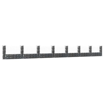 Cesta De Gaviones | Gavión Para Piedras | Gavión Decorativo Forma De U 8 Postes De Hierro 860x20x100 Cm Cfw721055
