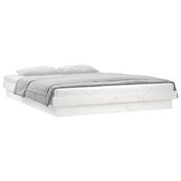 estructura de cama con led madera maciza blanca 140x200 cm