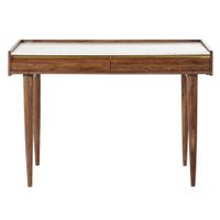 escritorio de madera maciza de acacia y marmol blanco